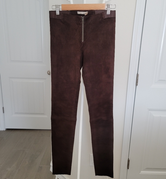 Alice + Olivia Lamb Leather Suede Legging Pants - Picture 3 of 8